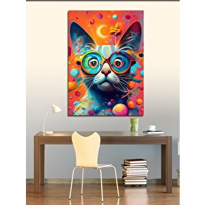 Kanvas Tablo Gözlüklü Kedi 100x140 cm