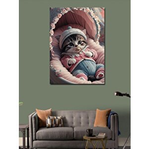 Kanvas Tablo Bebek Kedi 100x140 cm