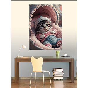 Kanvas Tablo Bebek Kedi 100x140 cm