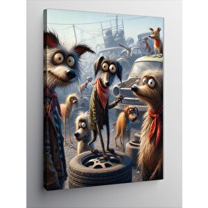 Kanvas Tablo Sevimli Sokak Köpekleri 100x140 cm