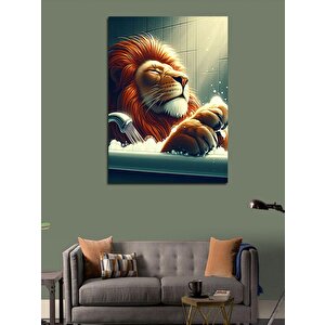 Kanvas Tablo Aslan Banyoda 50x70 cm