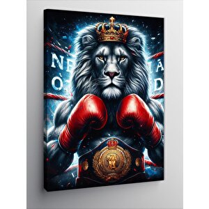 Kanvas Tablo Şampiyon Boksör Aslan 100x140 cm