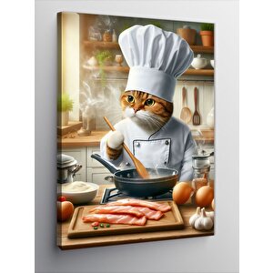 Kanvas Tablo Et Pişiren Kedi 100x140 cm