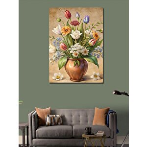Kanvas Tablo Seramik Vazodaki Çiçekler 70x100 cm