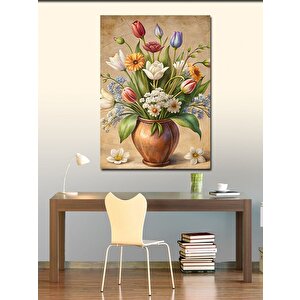 Kanvas Tablo Seramik Vazodaki Çiçekler 70x100 cm