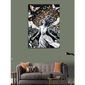 Kanvas Tablo Kelebekler Ve Kadın 70x100 cm