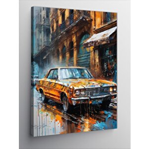 Kanvas Tablo Turuncu  Klasik Araba 100x140 cm