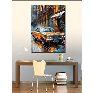 Kanvas Tablo Turuncu  Klasik Araba 100x140 cm