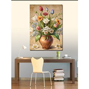 Kanvas Tablo Seramik Vazodaki Çiçekler 100x140 cm