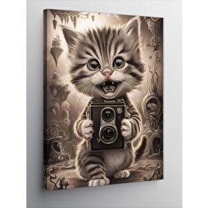 Kanvas Tablo Fotoğrafçı Kedi 70x100 cm