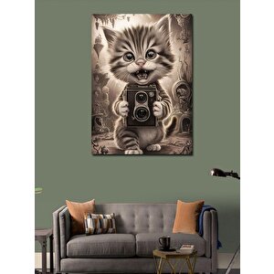 Kanvas Tablo Fotoğrafçı Kedi 70x100 cm