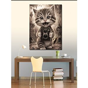 Kanvas Tablo Fotoğrafçı Kedi 70x100 cm