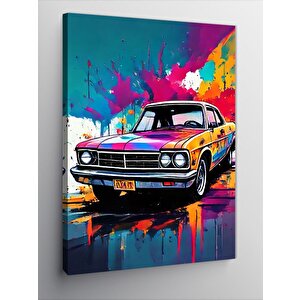Kanvas Tablo Renkli Fon Klasik Araba 70x100 cm