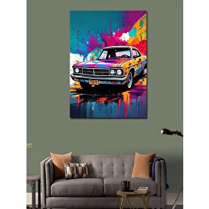 Kanvas Tablo Renkli Fon Klasik Araba 70x100 cm
