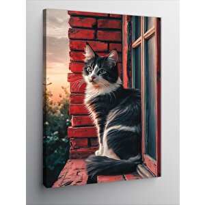 Kanvas Tablo Penceredeki Kedi 70x100 cm