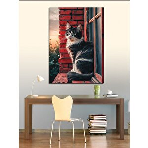 Kanvas Tablo Penceredeki Kedi 70x100 cm
