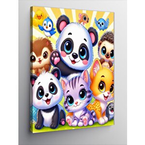 Kanvas Tablo Sevimli Panda Ve Orman Dostları 70x100 cm