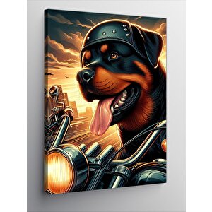 Kanvas Tablo Motosiklet Süren Köpek 50x70 cm