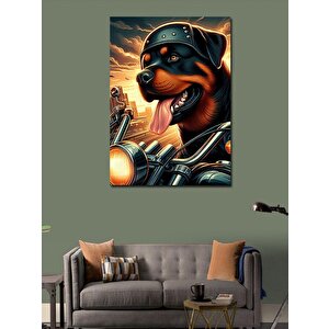Kanvas Tablo Motosiklet Süren Köpek 50x70 cm