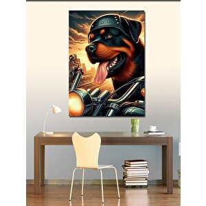 Kanvas Tablo Motosiklet Süren Köpek 50x70 cm
