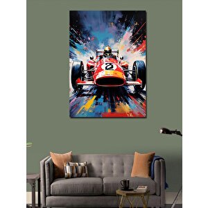 Kanvas Tablo Retro Formula 1 Aracı 100x140 cm