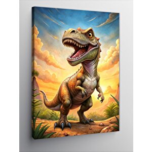 Kanvas Tablo Doğadaki Sevimli T Rex 100x140 cm