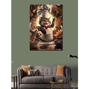 Kanvas Tablo Mutfaktaki Tekir Kedi 70x100 cm