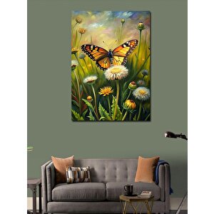 Kanvas Tablo Papatyalar Ve Kelebek 100x140 cm