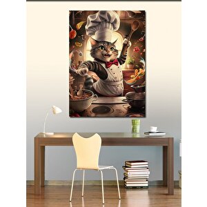 Kanvas Tablo Mutfaktaki Tekir Kedi 50x70 cm