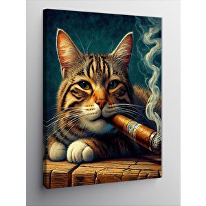 Kanvas Tablo Puro İçen Kedi 100x140 cm