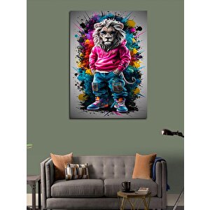 Kanvas Tablo Sportmen Renkli Aslan 100x140 cm