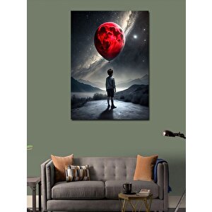 Kanvas Tablo Kırmızı Uçan Balonlu Çocuk 70x100 cm