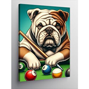 Kanvas Tablo Bilardo Oynayan Sevimlli Köpek 70x100 cm