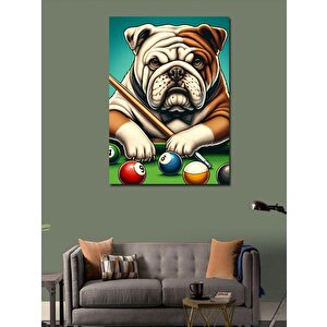 Kanvas Tablo Bilardo Oynayan Sevimlli Köpek 70x100 cm