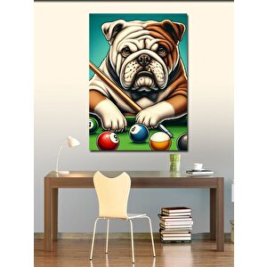 Kanvas Tablo Bilardo Oynayan Sevimlli Köpek 70x100 cm