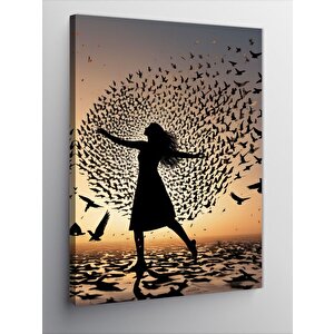 Kanvas Tablo Kadın Ve Kuşlar 70x100 cm