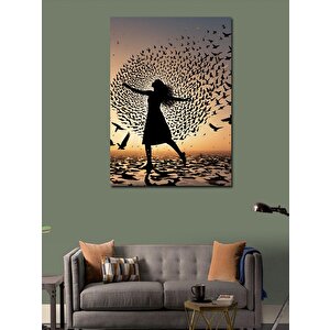 Kanvas Tablo Kadın Ve Kuşlar 70x100 cm