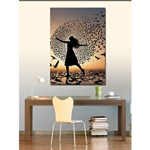 Kanvas Tablo Kadın Ve Kuşlar 70x100 cm