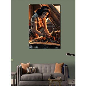Kanvas Tablo Araba Tamircisi Kadın 70x100 cm