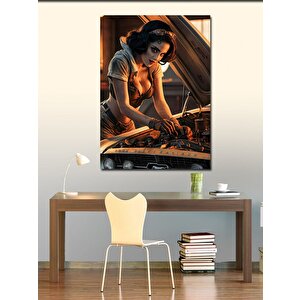 Kanvas Tablo Araba Tamircisi Kadın 70x100 cm