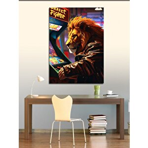 Kanvas Tablo Atari Oynayan Aslan 70x100 cm
