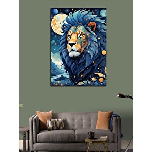 Kanvas Tablo Erkek Aslan Ve Dolunay 70x100 cm