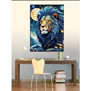 Kanvas Tablo Erkek Aslan Ve Dolunay 70x100 cm