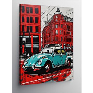 Kanvas Tablo Mavi Kaplumbağa Araba 50x70 cm