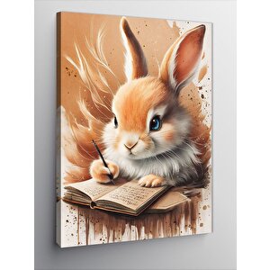 Kanvas Tablo Okuldaki Mavi Gözlü Sevimli Tavşan 70x100 cm