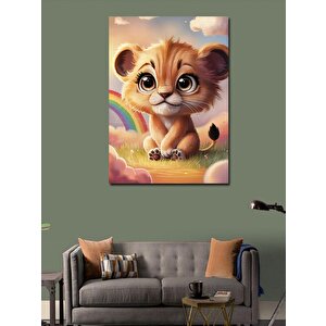 Kanvas Tablo Yavru Kaplan Ve Gökkuşağı 100x140 cm