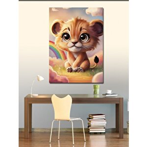 Kanvas Tablo Yavru Kaplan Ve Gökkuşağı 100x140 cm