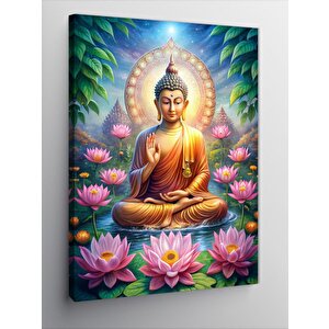 Kanvas Tablo Buda Heykeli Ve Lotus Çiçeği 70x100 cm