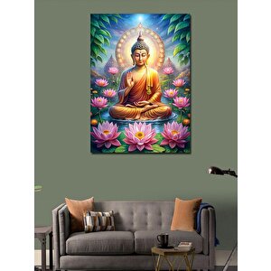 Kanvas Tablo Buda Heykeli Ve Lotus Çiçeği 70x100 cm
