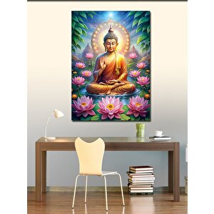 Kanvas Tablo Buda Heykeli Ve Lotus Çiçeği 70x100 cm